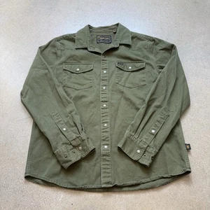 Camisa de Trabajo Howler Brothers Sawhorse Hombres M Verde Bolsillos de Pesca A Presión WESTERN - Imagen 1 de 5