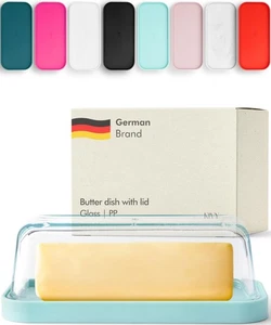 Glass butter dish with airtight lid that keeps butter soft - For countertop a... - Picture 1 of 7