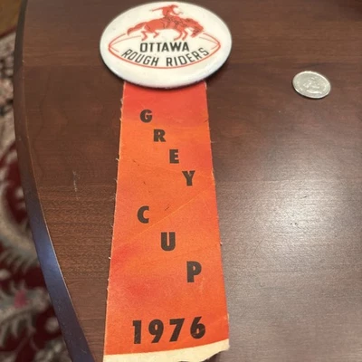 Vintage Ottawa Rough Riders CFL Grey Cup 1976 Pin Pinback Tony Gabriel The Catch - Image 1 of 4
