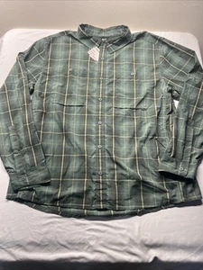 Camisa cooperativa REI para hombre XL verde a cuadros Sahara L/S ventilada, al aire libre, senderismo nueva con etiquetas - Imagen 1 de 11