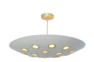 6 Light Indented Brass Circles Ceiling Flushmount Sputnik chandelier light Fixtu - Picture 1 of 7