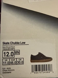 Size 12 - VANS Skate Chukka Low Dark Brown Gum Brand New In Box - Picture 1 of 6