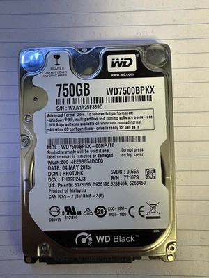 Western Digital WD Black WD7500BPKT 750 GB 2.5" SATA II Laptop Hard Drive - Image 1 of 2