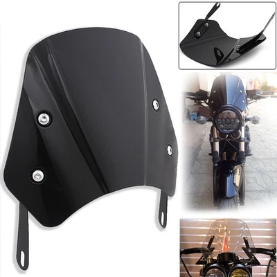 Deflector de viento parabrisas de moto NEGRO para faro redondo de 5"-7" Foto 1 de 4