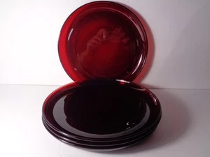Vintage Royal Ruby 4000 Line Set of 4 Dinner Plates Anchor Hocking HTF - Picture 1 of 3
