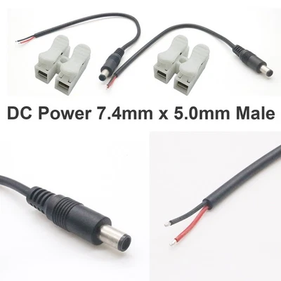 2x CCTV Camera DC Power Adapter Cable 7.4mm x 5.0mm Male 18AWG Tinned Bare Wire - Image 1 of 4