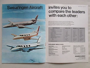 8/1970 PUB SWEARINGEN AIRCRAFT SAN ANTONIO MERLIN IV III MERLIN IIB ORIGINAL AD - Picture 1 of 1