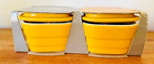 Set of 2 Stoneware Pier 1 imports Covered mini Casserole Square Yellow mini Dish - Picture 1 of 4