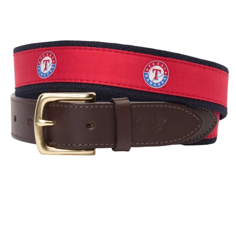 Texas Rangers Vineyard Vines MLB Red Canvas Belt Size 30 Brand New With Tags Cover