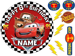 DISNEY CARS INSPIRED 6" - A3 SHEET PERSONALISED CAKE EDIBLE ICING TOPPER