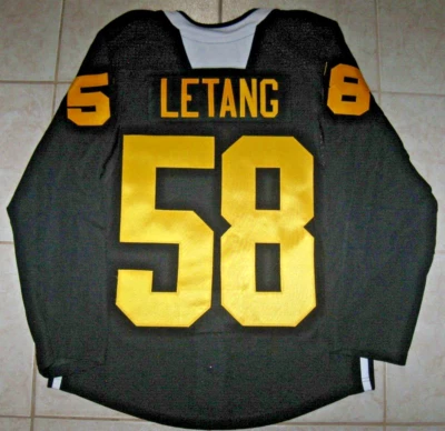 Camiseta deportiva de práctica Adidas auténtica #58 Kris Letang Pittsburgh PENGUINS, 46 para hombre Foto 1 de 4
