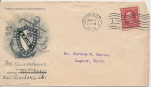 Ancient Order of United Workmen New York 1910 grand Recorder envelope Machine ca - Picture 1 of 2