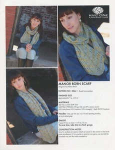 K1C2 Knit One Crochet Too Knitting Pattern 2044 Manor Born Lace Scarf - Picture 1 of 1