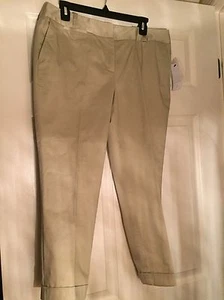 NWT Liz Claiborne Petite Cuffed Crop Pants 12P Dark Dune - Picture 1 of 5