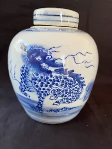 ancien pot à gingembre chinois avec dragon - Photo 1 sur 8