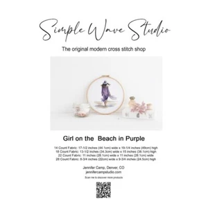 Boho Women on the Beach Ocean in Mauve Purple Counted Cross Stitch Pattern NEW - Picture 1 of 5