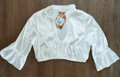 Krüger Collection Dirndlbluse, Trachten, Halbarm, Satin, weiß, Gr. 40 Neu - Bild 1 von 4