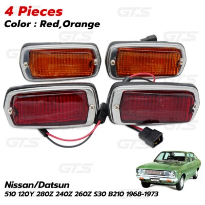 Side Marker Lamps RED+Amber SET Fits Nissan Datsun 510 120Y 280Z B210 1968 1973 Foto 1 de 4