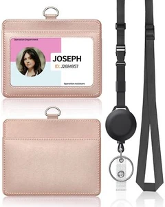 Leather Badge Holder and Adjustable Retractable Lanyards - Picture 1 of 7