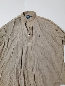 Ralph Lauren XL Shirt LS Button Down “Blake” Brown And Tan Gingham Check - Picture 1 of 12