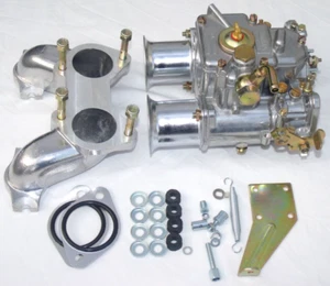 Classic Mini Cooper S 45 DCOE carburettor kit Swan Neck manifold with linkage . - Picture 1 of 13