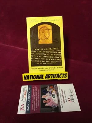 Charles Gehringer Detroit Tigers Signed HOF Plaque Card JSA -1 # - Image 1 of 4