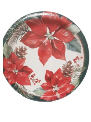Poinsettia Perfection Paper 9" Dinner, Lunch Plates 8 Ct Christmas - Image 1 of 2