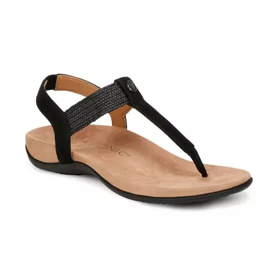 Vionic Brea Black Leather Toe Post Slingback Sandal Women's sizes 5-11/NEW!!! - Image 1 of 4