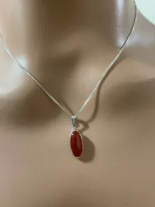 Beauty Rosso Corniola Gemma 925 Argento Sterling Fatto a Mano Ciondolo S-38 - Foto 1 di 4