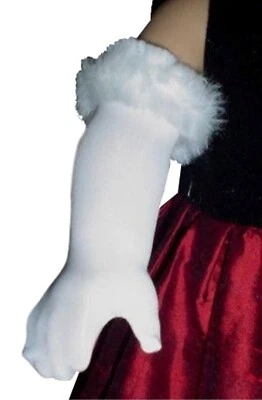 White Fur Topped Evening Gloves fit 18" American Girl Size Doll