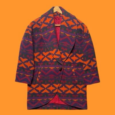 Vintage Aztec Southwestern Blanket Coat Womens Size Large Union Made EUC Rare - Image 1 of 4