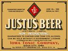 Justus Beer of Sioux City, Iowa New Metal Sign: Lg. Size, 12x16" & Free Ship