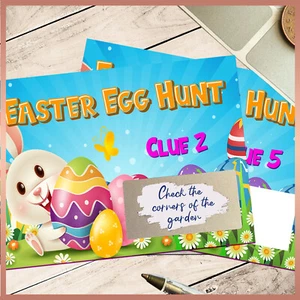 10 x DIY EASTER EGG HUNT Scratch Cards Kids Childrens Party Game Treasure Clue - Picture 1 of 2