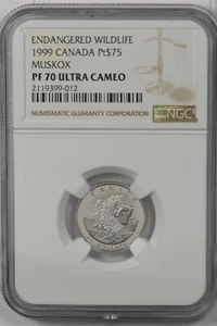 Canada 1999 $75 platinum NGC Proof 70UC Muskox. 0.25oz platinum. 500 minted. Per - Picture 1 of 2