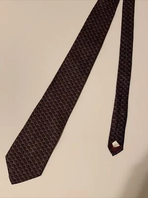 Stonehenge- Gravata masculina-100% seda- Borgonha com formas geométricas marrom/branco - Imagem 1 de 4