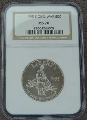 1995-S Civil War Unc Half Dollar NGC MS 70 US Mint 50C Commemorative - Image 1 of 4