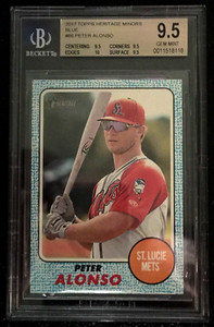 2017 Topps Heritage #66 - Pete Peter Alonso RC SSP Blue Border /99 - BECKETT 9.5