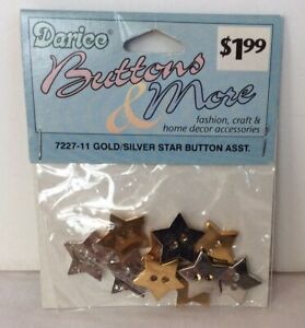 DARICE BUTTONS & MORE Gold/Silver Star 10 Button Asst. 7227-11 NIP