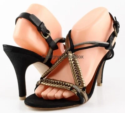 $325 CYNTHIA VINCENT REMI Bronce Multi Cuero Diseñador Sandalias con Tiras 10 Foto 1 de 4