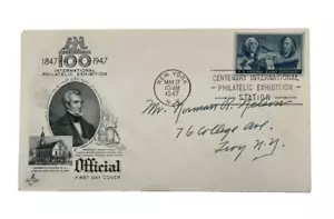1947 Centenary Philatelic Exhibition First Day Cover - New York FDC Cachet - Picture 1 of 3