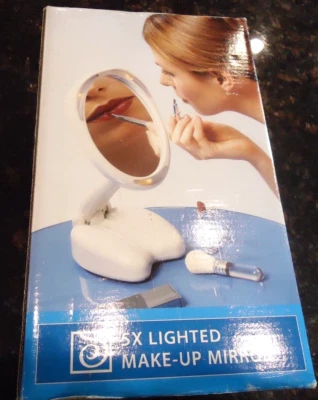 Espelho de maquiagem vintage Brookstone muito raro exclusivo 5x iluminado novo na caixa - Imagem 1 de 4