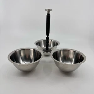Vintage Oneida Three Bowl Stainless Steel Serving Dish Triple Bowls Serveware - Picture 1 of 6