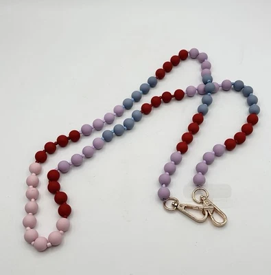 A New Day Beaded Accessory Crossbody Phone Strap Blue Red 52" New - Image 1 of 3