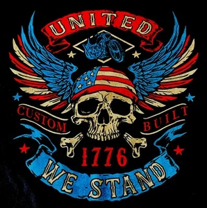 NEW Patriotic SKULL Sleeveless T-Shirt Men’s 2XL Black 50/50 UNITED WE STAND NWT - Picture 1 of 4