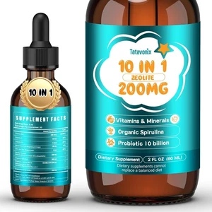 Desintoxicación de zeolita para niños y adultos, gotas de zeolita 10 en 1 con 300 mcg de vitaminas B12 - Imagen 1 de 6