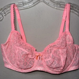 Victoria's Secret Body By Victoria Unlined Demi Lace Bra Peach Orange 36DDD VS - Picture 1 of 10