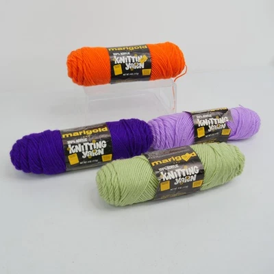 Lote de hilo de tejer caléndula vintage acrílico 4 oz suministros artesanales tejido de ganchillo Foto 1 de 4