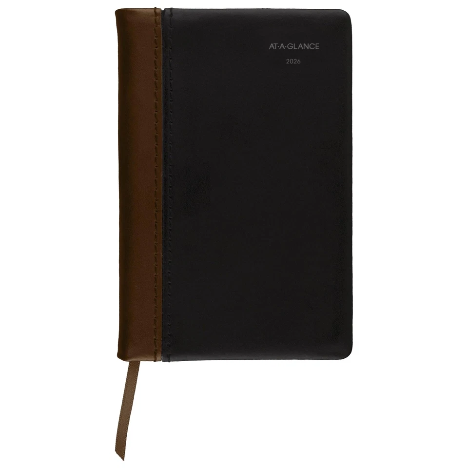 AT-A-GLANCE 2026 Pocket Diary Weekly & Monthly 2.75"x4.25" Black/Brown