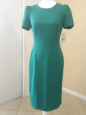 Calvin Klein Pleated Sleeve Crew Neck Sheath Dress size 14 - Image 1 of 3