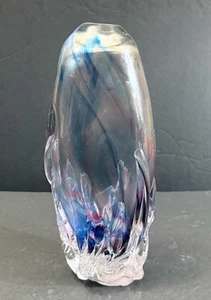 Vaso/peso carta/lampada olio Lisa R Rowe viola soffiato a mano arte vetro - Foto 1 di 8